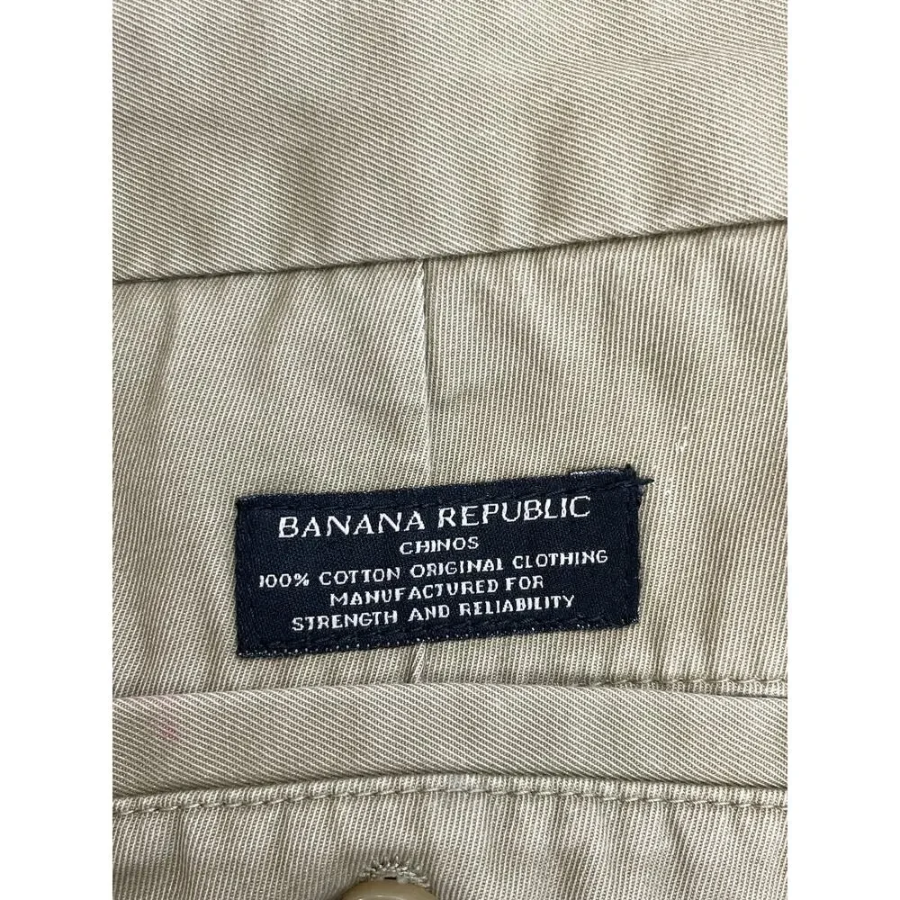 Banana‎ Republic Pants Men 35 x 30 Green 100% Cotton Gavin Chino Flat Front